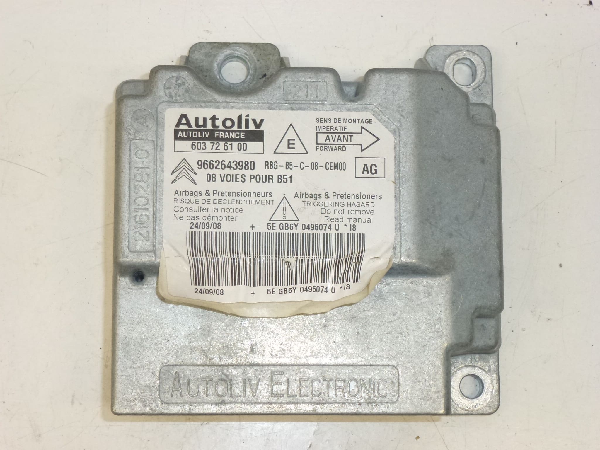 Citroën C4 krockkuddeenhet 9662643980 603726100